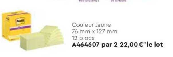 couleur jaune 76 mm x 127 mm 12 blocs post-it