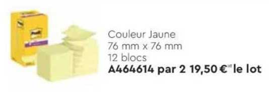 couleur jaune 76 mm x 76 mm 12 blocs post-it