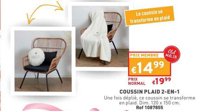 coussin plaid 2-en-1