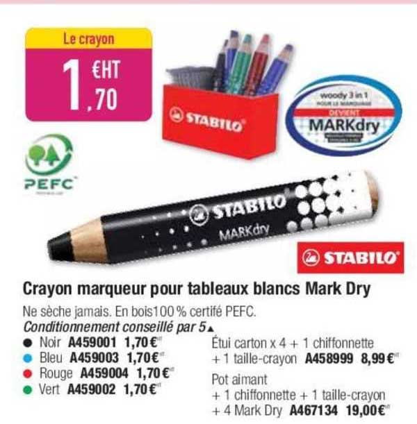 crayon marqueur pour tableaux blancs mark dry stabilo