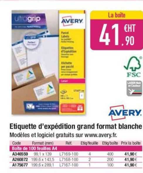étiquette d'expédition grand format blanche avery