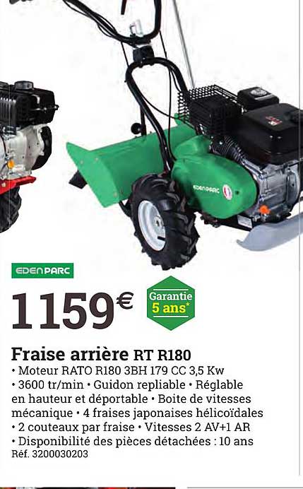 fraise arrière rt r180 eden parc