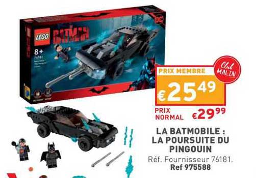 la batmobile : la poursuite du pingouin lego batman
