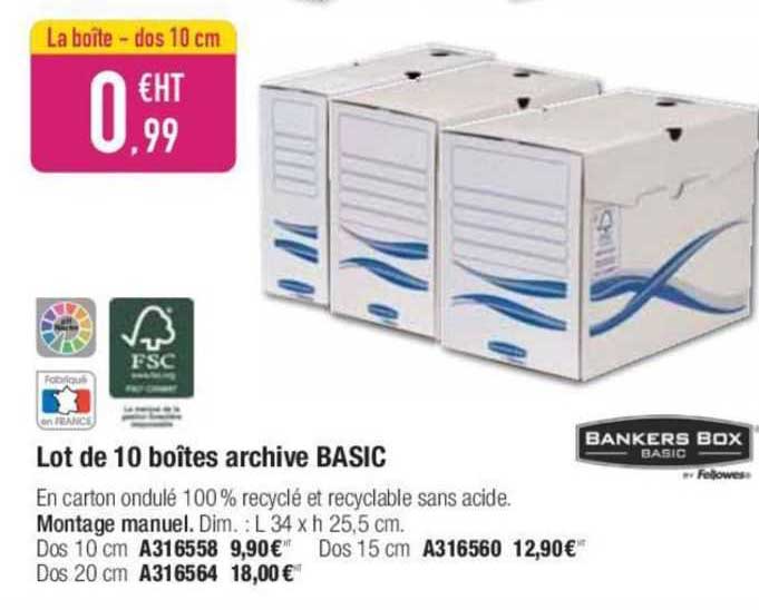 lot de 10 boîtes archive basic bankers box basic