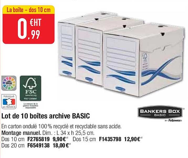 lot de 10 boîtes archive basic bankers box