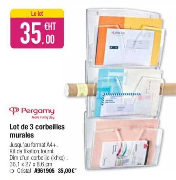 Lot De 3 Corbeilles Murales Pergamy