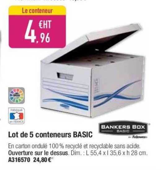 lot de 5 conteneurs basic bankers box basic