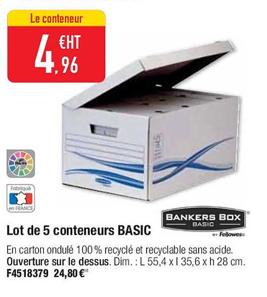 lot de 5 conteneurs basic bankers box