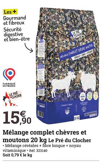 mélange complet chèvres et moutons 20 kg le pré du clocher