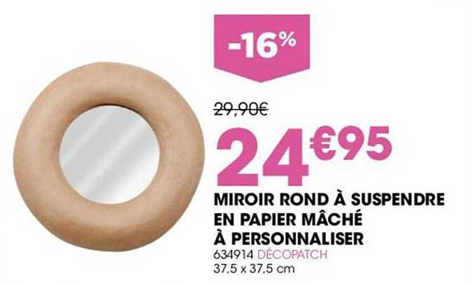 miroir rond à suspendre en papier mâché à personnaliser