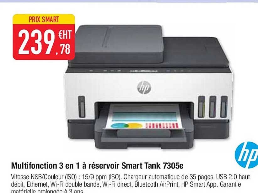 multifonction 3 en 1 à réservoir smart tank 7305e hp