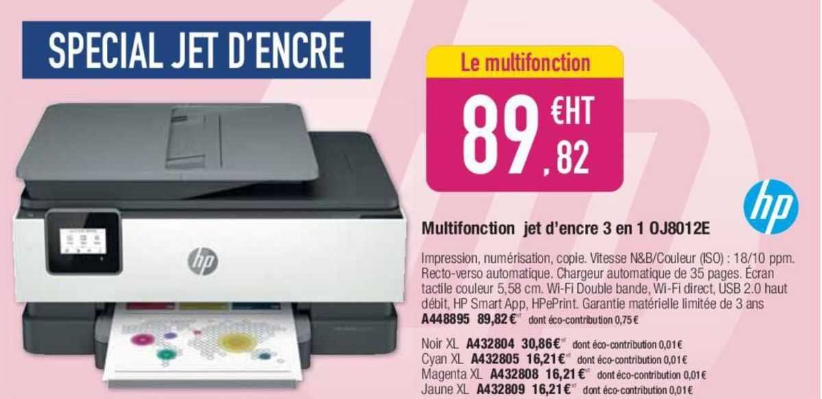 multifonction jet d'encre 3 en 1 oj8012e hp