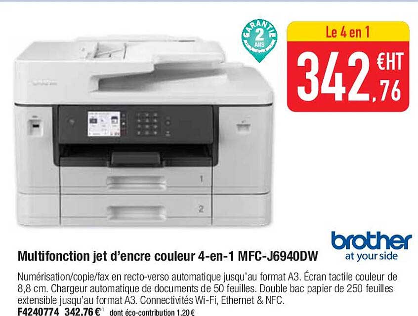 multifonction jet d'encre couleur 4-en-1 mfc-j6940dw brother