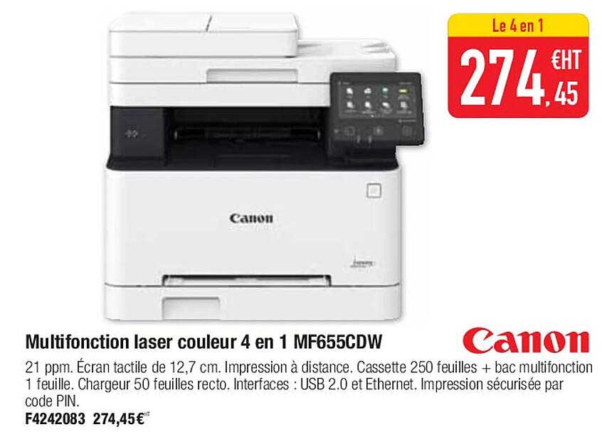 multifonction laser couleur 4 en 1 mf655cdw canon