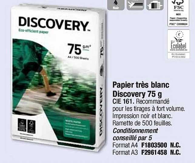 papier très blanc discovery 75 g
