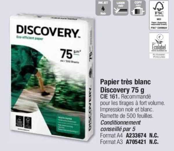 papier très blanc discovery 75 g