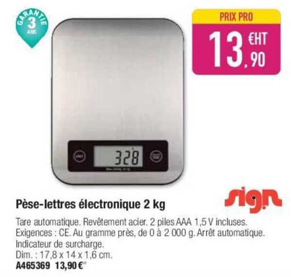 pèse-lettres électronique 2 kg sign