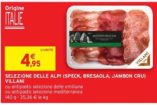 selezione delle alpi (speck, bresaola, jambon cru) villani