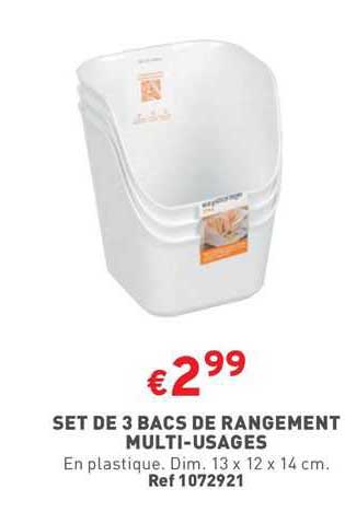 set de 3 bacs de rangement multi-usages