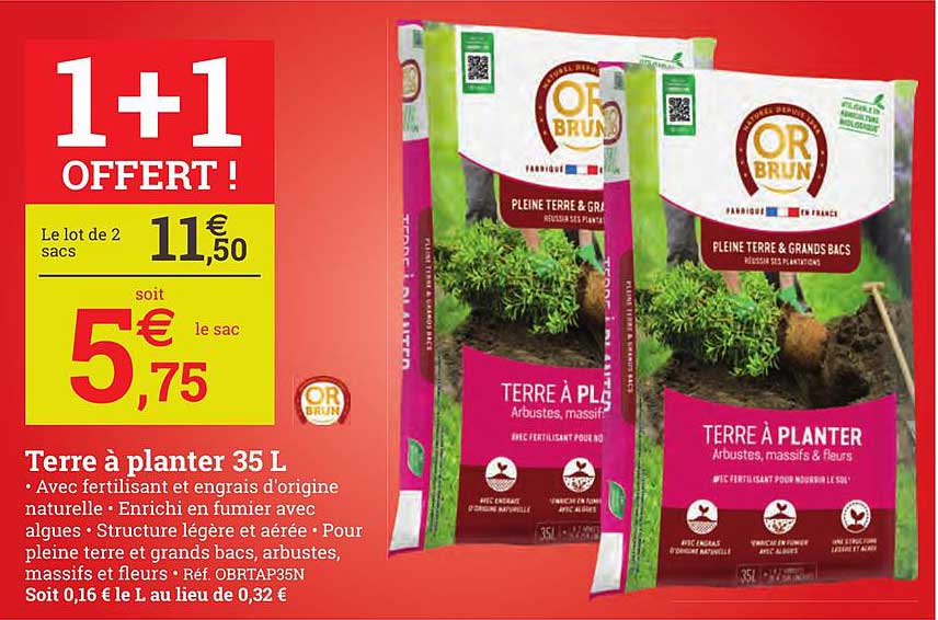 terre à planter 35 l or brun