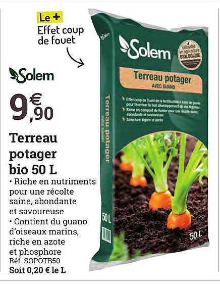 terreau potager bio 50 l solem
