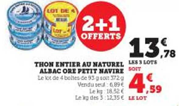 thon entier au naturel albac ore petit navire