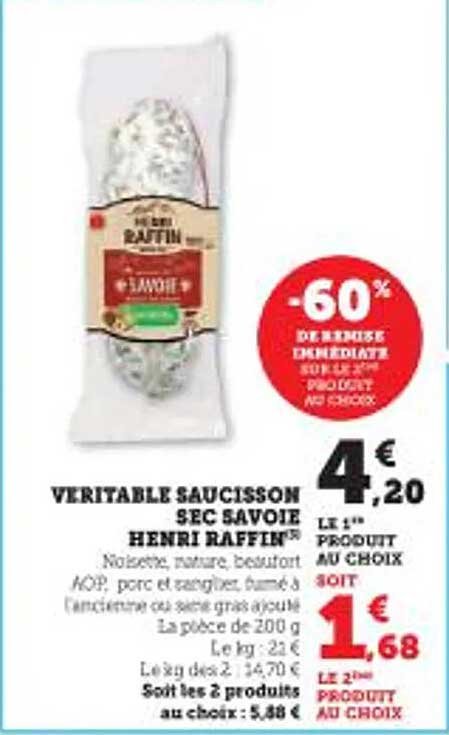 véritable saucisson sec savoie henri raffin