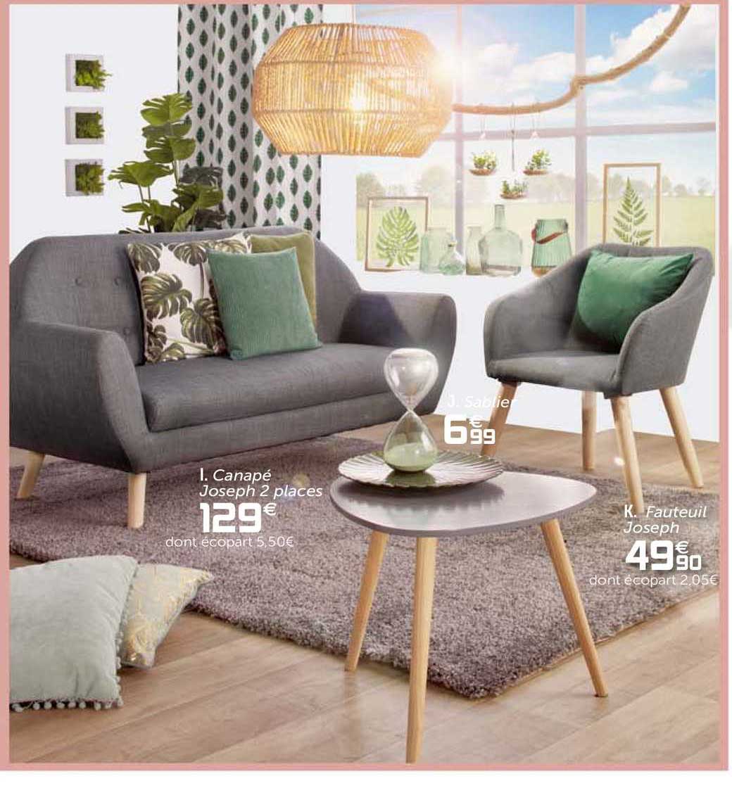 canapé joseph 2 places, fauteuil joseph, sablier