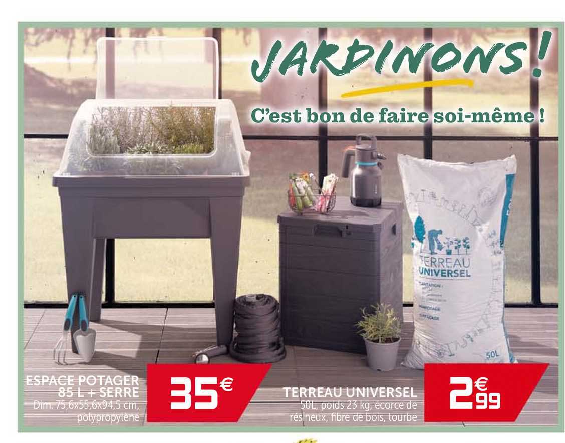 Espace Potager 85 L + Serre , Terreau Universel