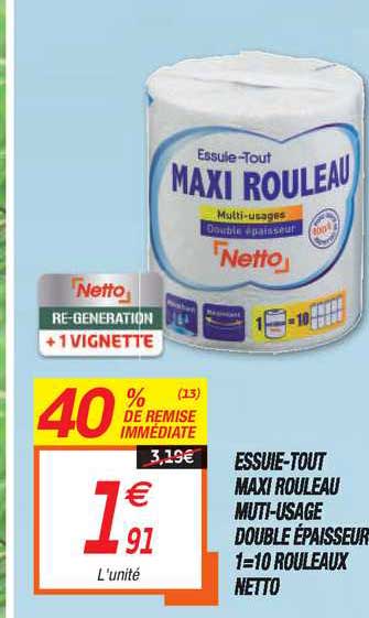 essuie-tout maxi rouleau multi-usage double épaisseur 1=10 rouleaux