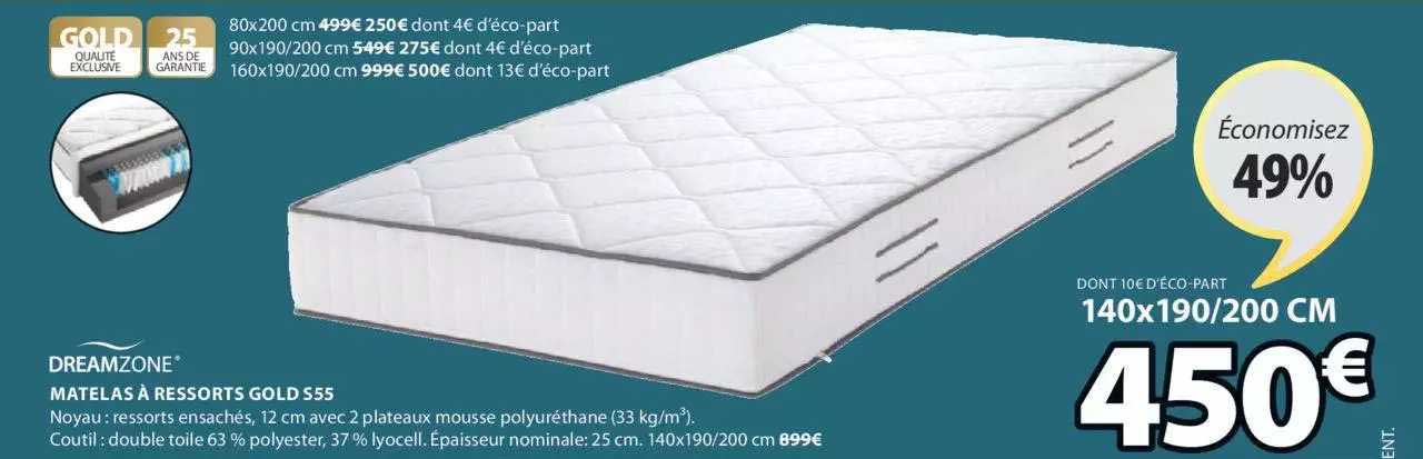 Matelas à Ressorts Gold S55 Dreamzone