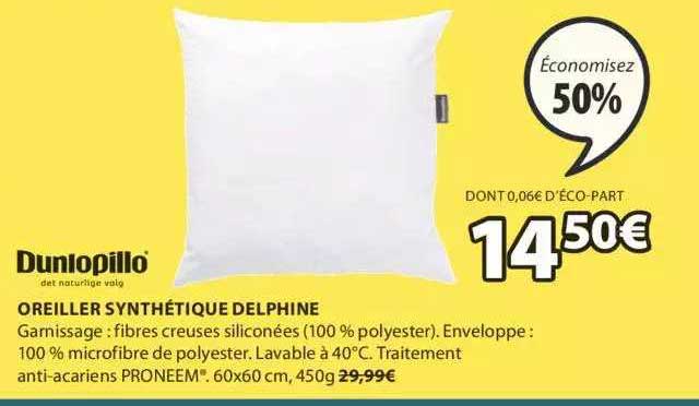 oreiller synthétique delphine dunlopillo