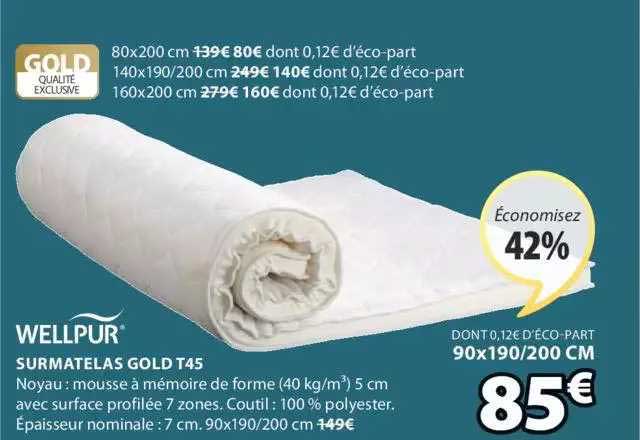 surmatelas gold t45 wellpur