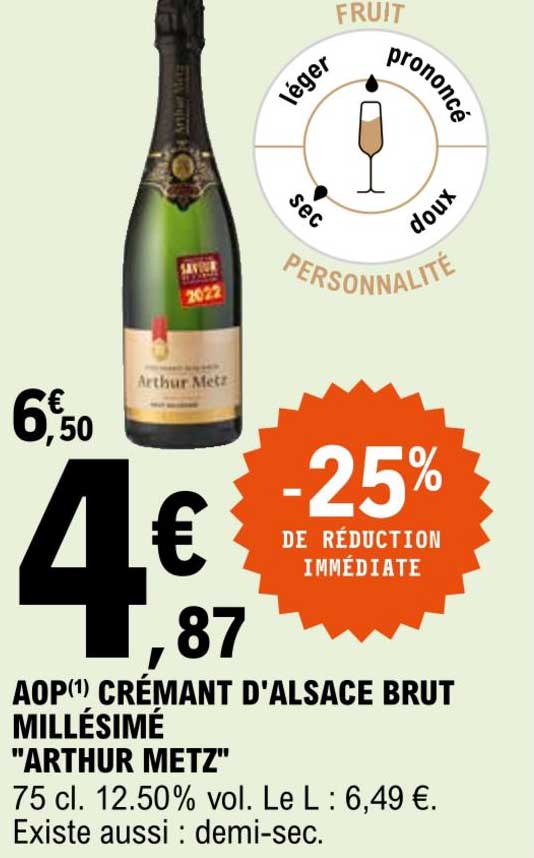 Aop Crémant D'alsace Brut Millésimé "arthur Metz"