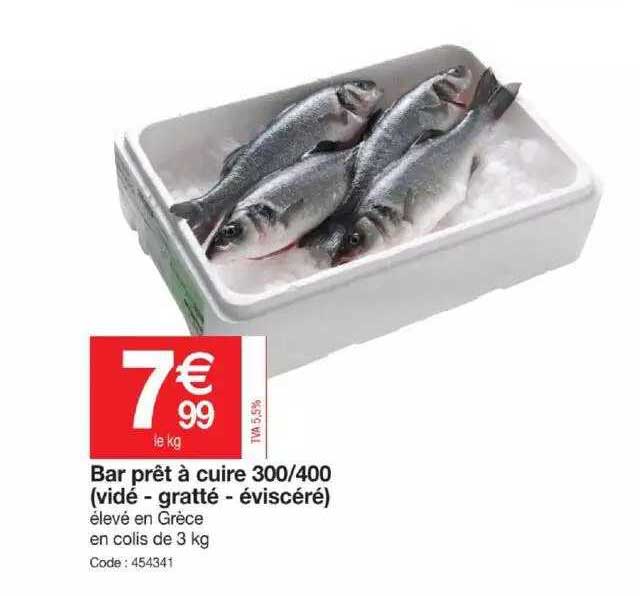 bar prêt à cuire 300-400 (vidé - gratté - éviscéré)
