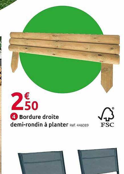 bordure droite demi-rondin à planter