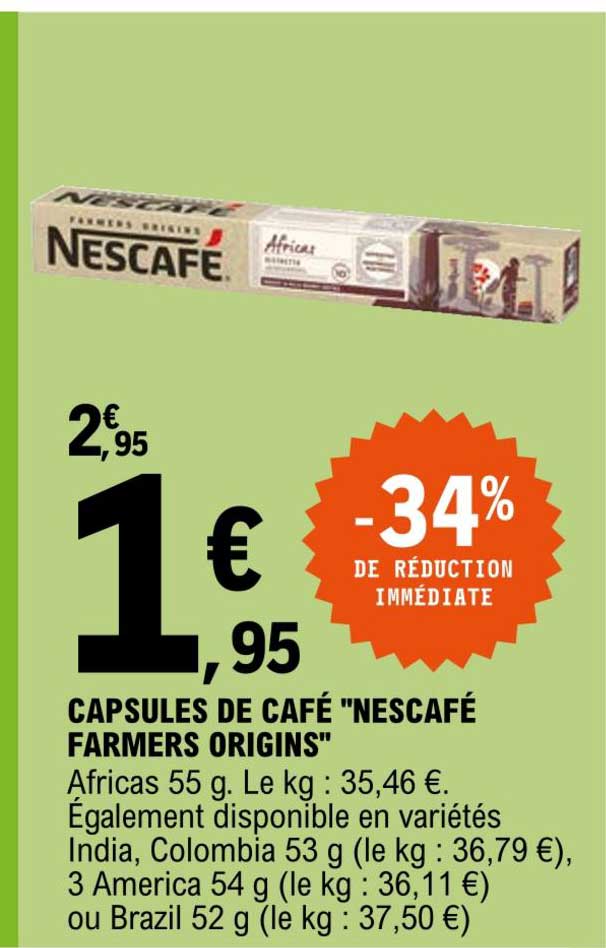 capsules de café "nescafé farmers origins"