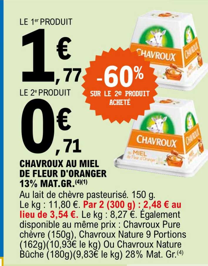 chavroux au miel de fleur d'oranger 13% mat. gr.