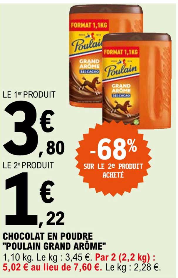 Chocolat En Poudre "poulain Grand Arôme"