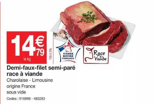 demi-faux-filet semi-paré race à viande