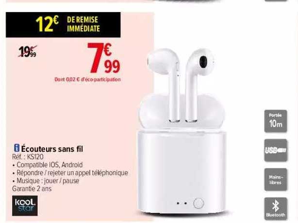 écouteurs sans fil kool star