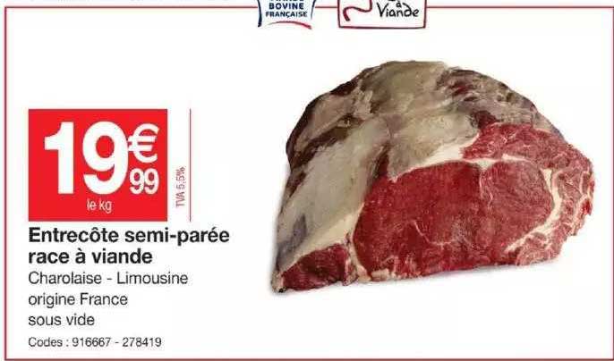 entrecôte semi-parée race à viande