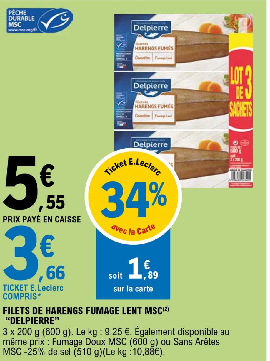 filets de harengs fumage lent msc "delpierre"