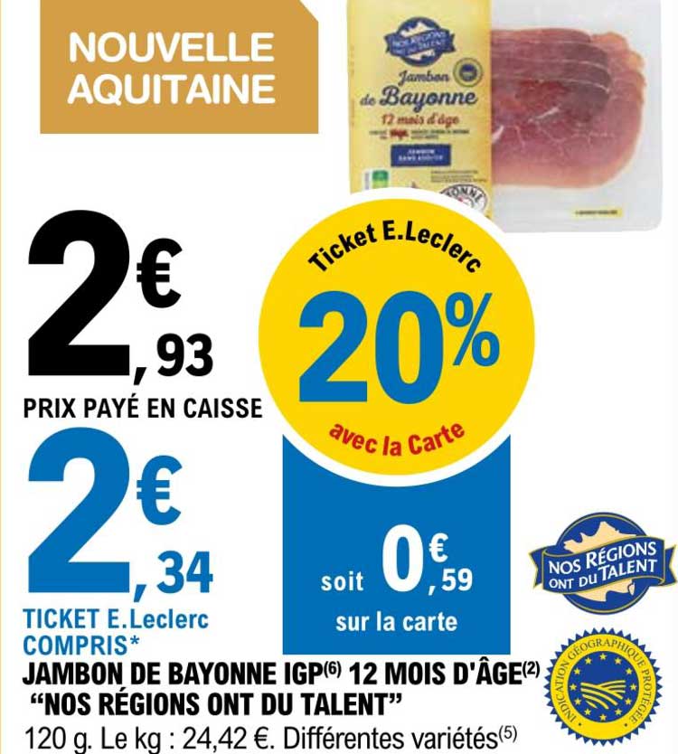 jambon de bayonne igp 12 mois d'âge "nos régions ont du talent"