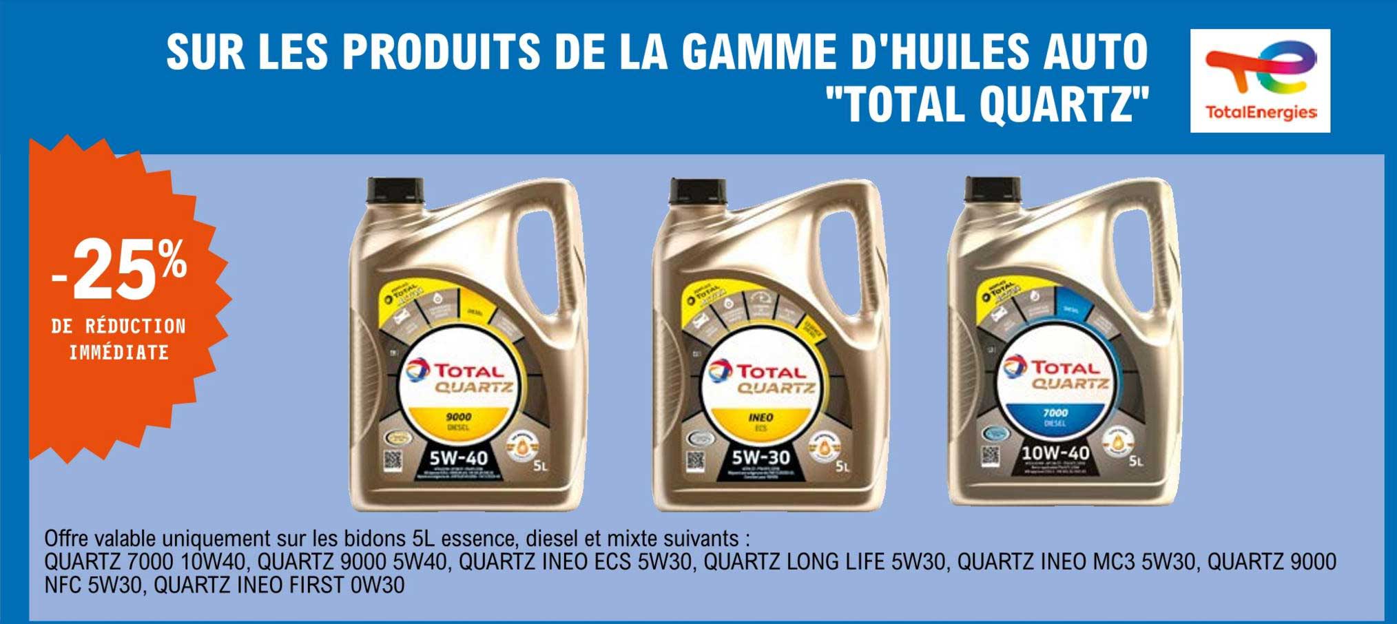 la gamme d'huiles auto "total quartz"