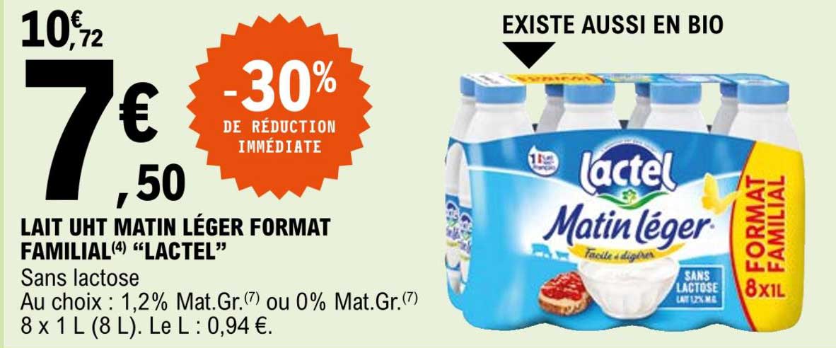 lait uht matin léger format familial "lactel"
