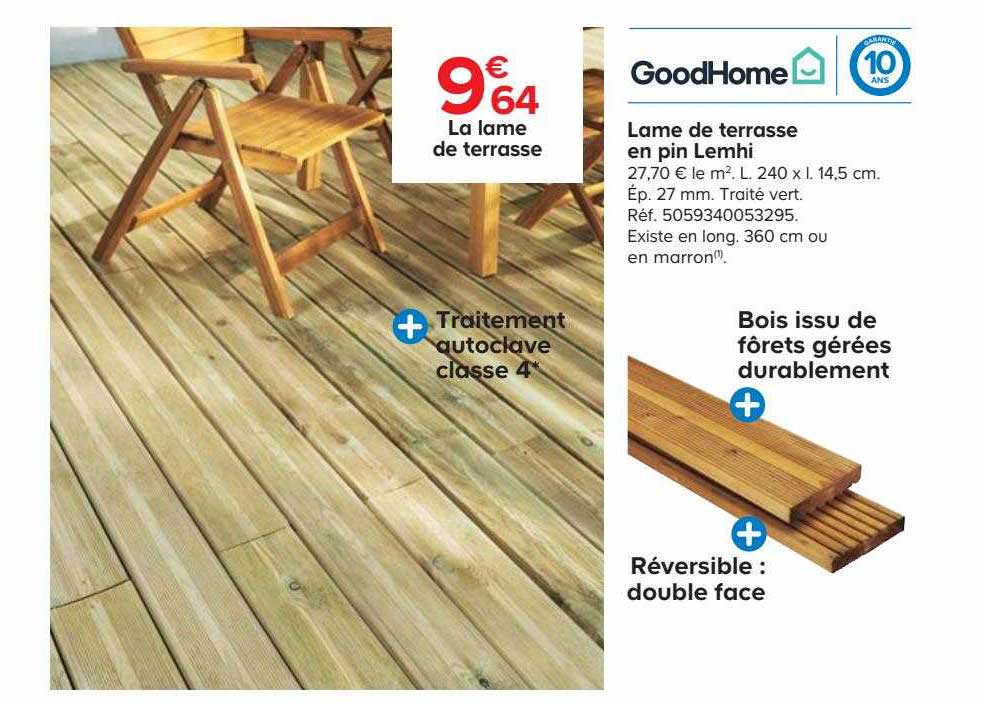 lame de terrasse en pin lemhi goodHome