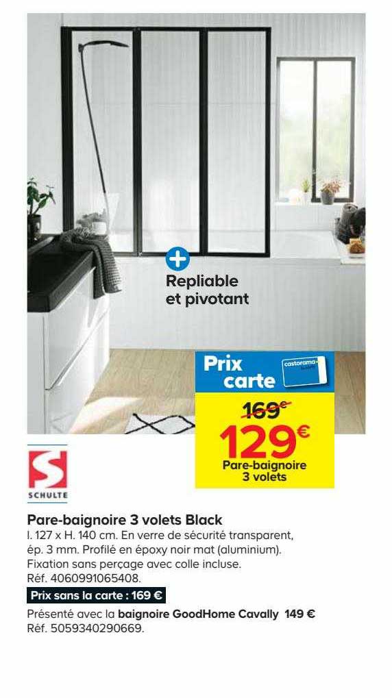 pare-baignoire 3 volets black