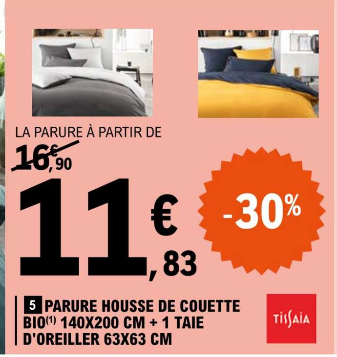 parure housse de couette bio 140 x 200 cm + 1 taie d'oreiller 63 x 63 cm