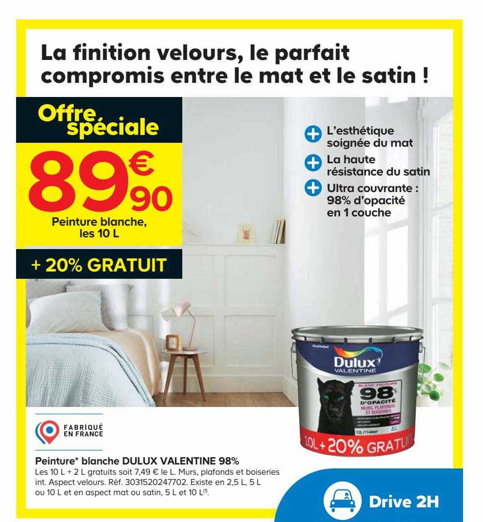 Peinture Blance Dulux Valentine 98%
